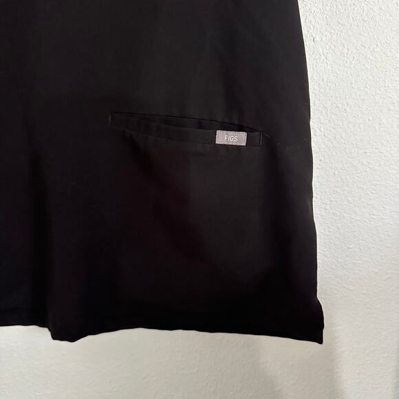 Figs Technical Collection V-Neck Top XL Black Two Pocket Scrub Uniform Shirt - Picture 4 of 7